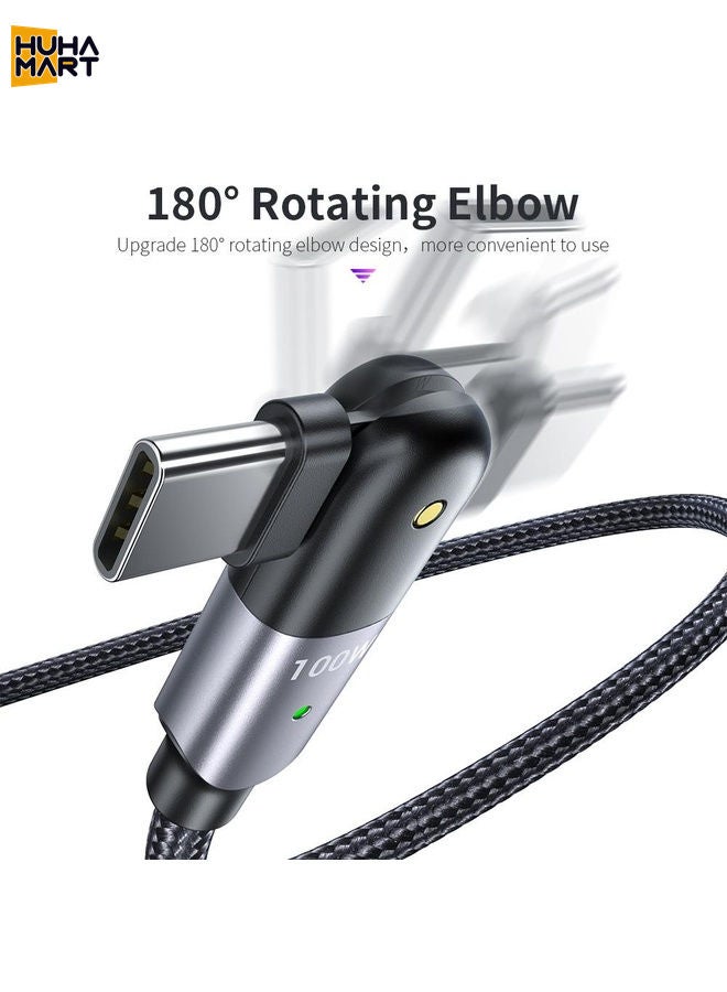 HuHa Mart FXCTL-WYA0G 100W 5A USB-C / Type-C to Type-C 180 Degree Rotating Elbow Fast Charging Cable, Length:2m(Grey)  - Image 4