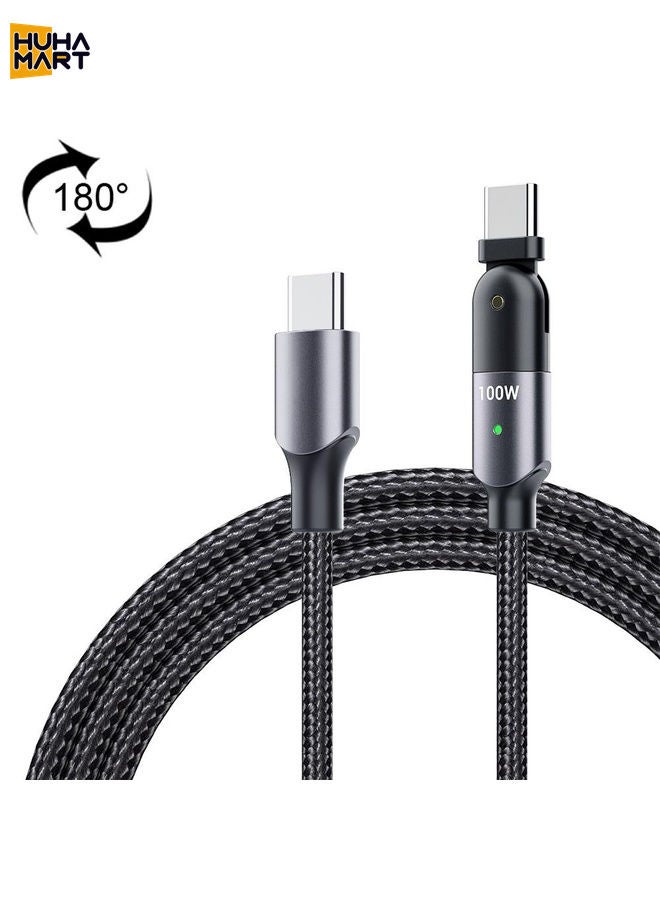 HuHa Mart FXCTL-WYA0G 100W 5A USB-C / Type-C to Type-C 180 Degree Rotating Elbow Fast Charging Cable, Length:2m(Grey)  - Image 1