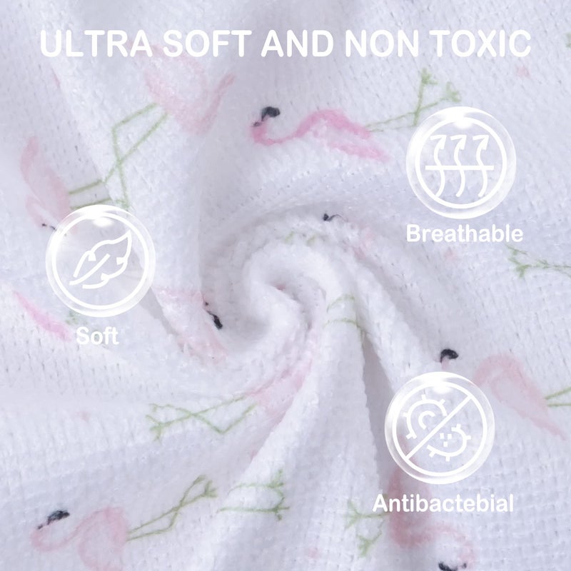 softan Baby Washcloths, 24Pack Baby Wash Cloths Extra Soft & Ultra Absorbent, Baby Towels and Washcloths Face Towel Unisex for Boys Girls Body, Washclothes Gentle on Sensitive Skin, 9x9 Flamingos - Image 2