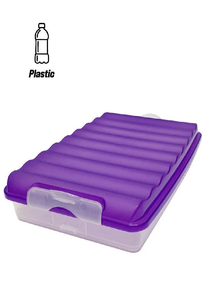 ريفال Pack of 2 Flat Fridge Box – Purple/Clear 25x17x4cm Slim Airtight Food Storage Container - Image 1