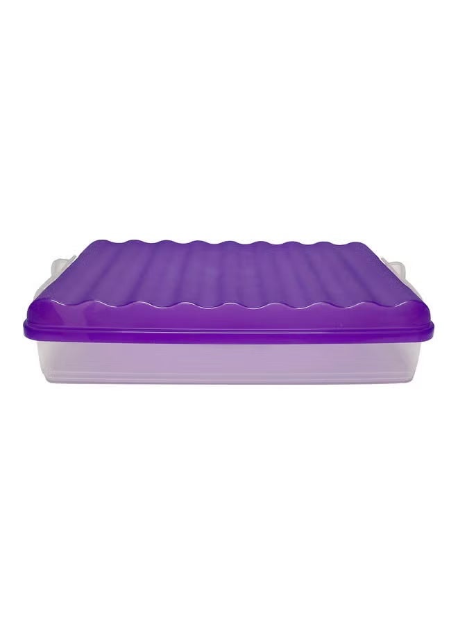 ريفال Pack of 2 Flat Fridge Box – Purple/Clear 25x17x4cm Slim Airtight Food Storage Container - Image 2