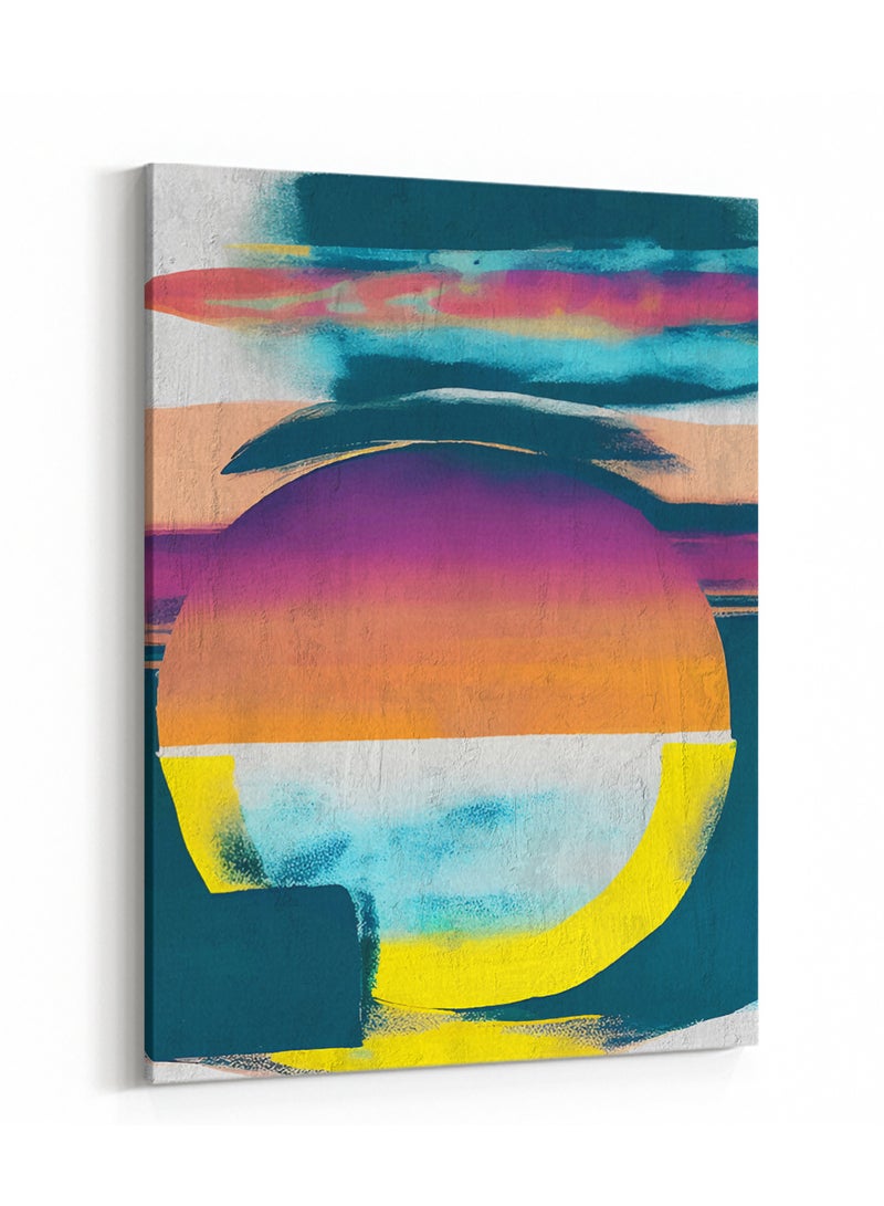 LOWHA Canvas Wall Art Stretched Over Wooden Frame with Sunset Abstract Painting - Image 4