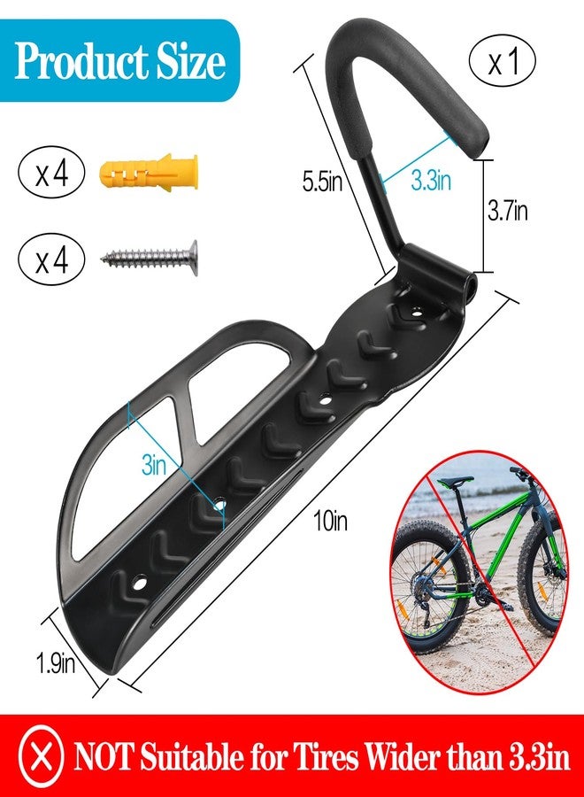 DkOvn حامل دراجات DkOvn 1/2/4/8 عبوة، يُثبت على جدار المرآب، حامل دراجات يُثبت على الحائط مع براغي، خطاف دراجة عمودي فولاذي شديد التحمل يتحمل وزنًا يصل إلى 66 رطلاً للتخزين الداخلي (عبوة واحدة سوداء) - Image 4