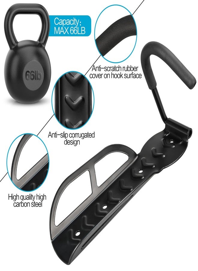 DkOvn حامل دراجات DkOvn 1/2/4/8 عبوة، يُثبت على جدار المرآب، حامل دراجات يُثبت على الحائط مع براغي، خطاف دراجة عمودي فولاذي شديد التحمل يتحمل وزنًا يصل إلى 66 رطلاً للتخزين الداخلي (عبوة واحدة سوداء) - Image 3