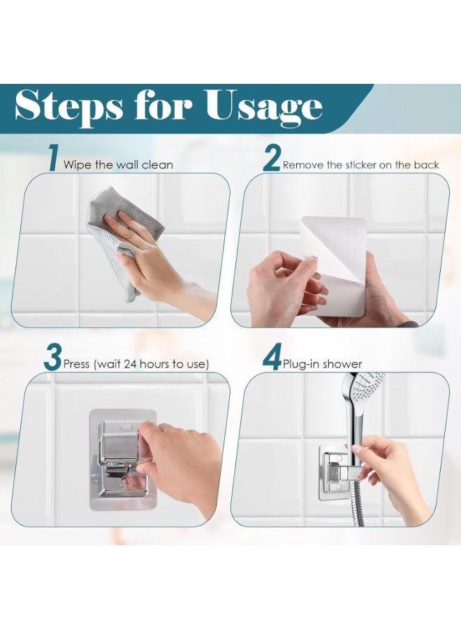 DIOTTI 2-Pack 360° Adjustable Shower Head Holder, Self-Adhesive Wall Mount Bracket, No-Drill Installation, Strong Adhesive & Universal Fit for Handheld Shower Heads - Image 5