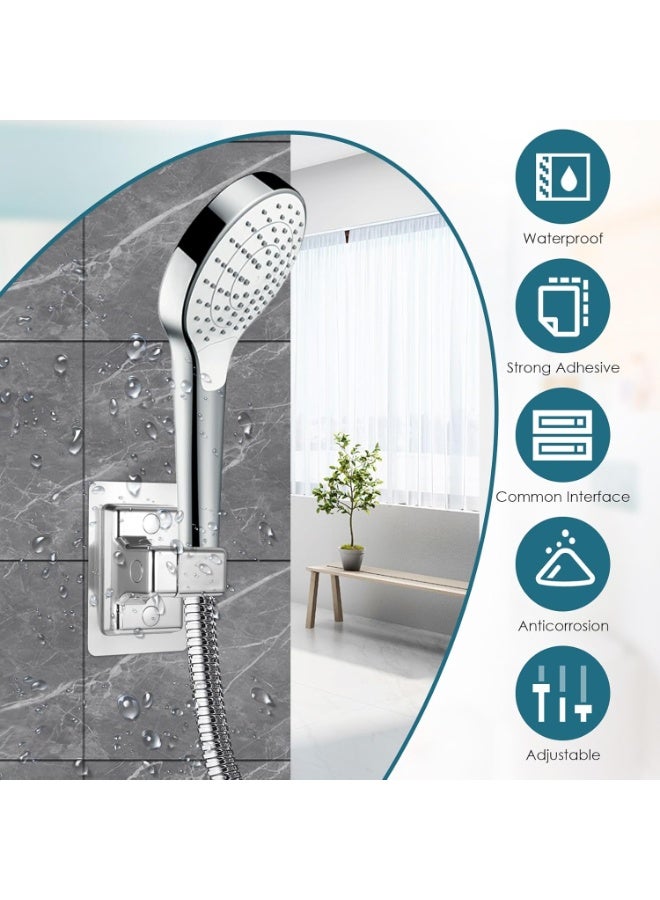 DIOTTI 2-Pack 360° Adjustable Shower Head Holder, Self-Adhesive Wall Mount Bracket, No-Drill Installation, Strong Adhesive & Universal Fit for Handheld Shower Heads - Image 2
