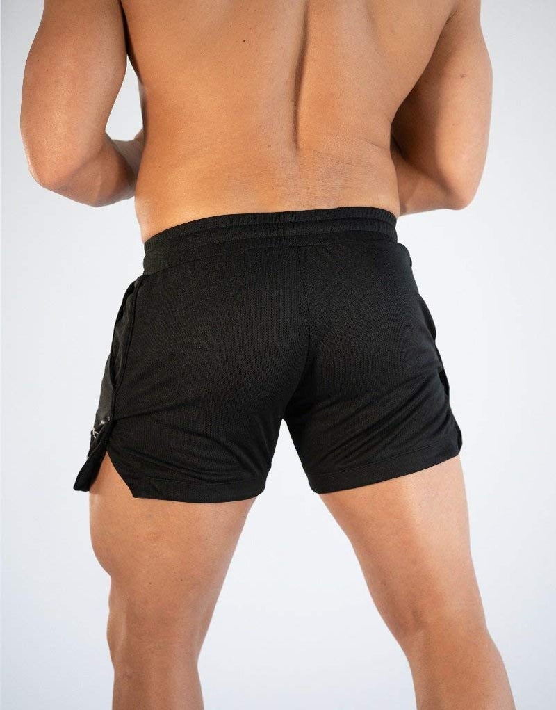 FLYFIREFLY Men's Gym Workout Shorts Running Lightweight Athletic Short Pants Bodybuilding Training Black - Image 2