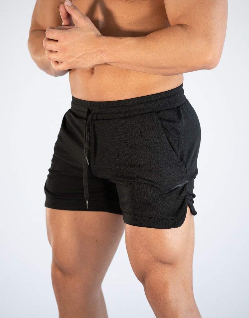 FLYFIREFLY Men's Gym Workout Shorts Running Lightweight Athletic Short Pants Bodybuilding Training Black - Image 3