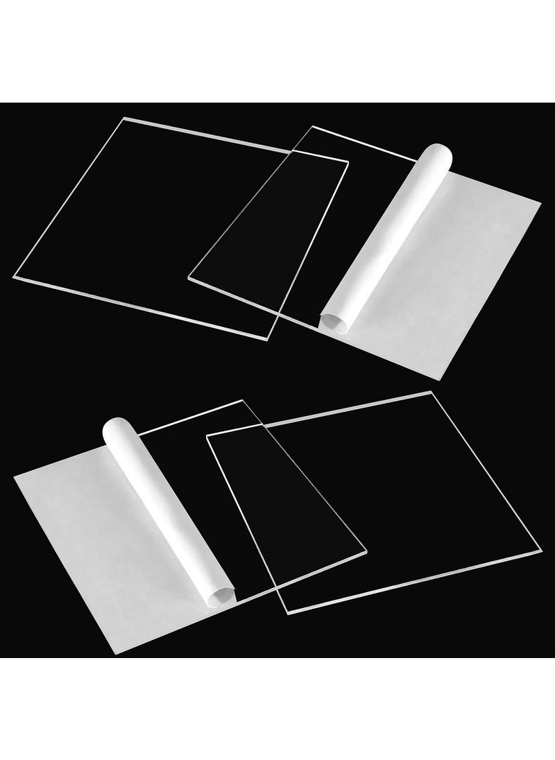 JUKR JUKR Transparent Acrylic Sheets 6 x 6 Inch 150 x 150 mm 3 mm Thickness Laser Cut Square Plexiglass Clear Acrylic Sheet Board for Glass Art Painting DIY Crafts Projects Photo Frames Pack of 4 