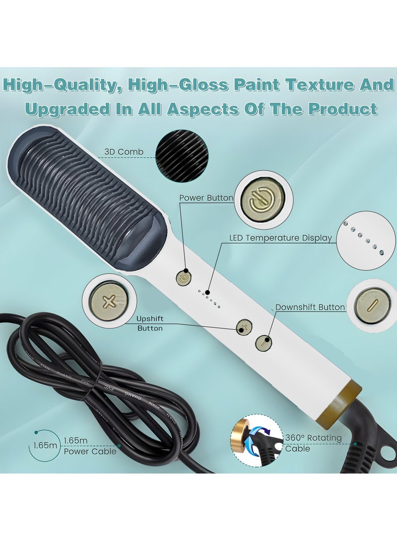 HOME 4 YOU Ionic Hair Care Straightener Brush with Thermostatic Control, Anti-Scalding Design, 360-Degree Rotating Base Cord,Hair Styler for Men & Women, Suitable for Home, Travel, Salon, All Hair Types White. - Image 2