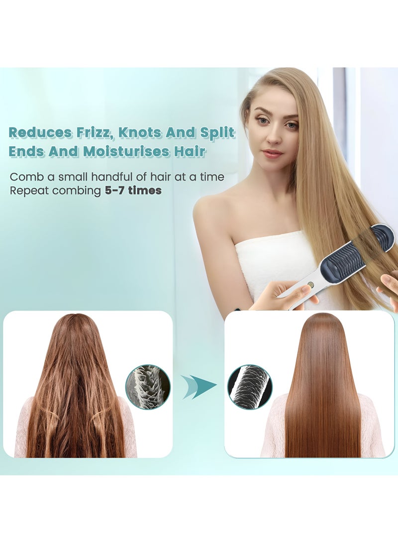 HOME 4 YOU Ionic Hair Care Straightener Brush with Thermostatic Control, Anti-Scalding Design, 360-Degree Rotating Base Cord,Hair Styler for Men & Women, Suitable for Home, Travel, Salon, All Hair Types White. - Image 5