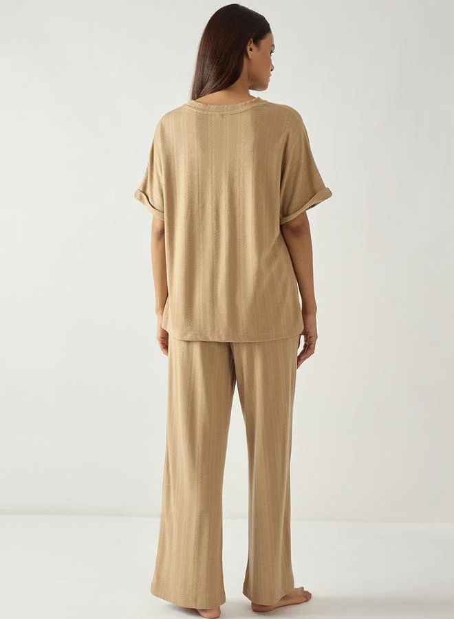 Femmella  Women Relaxed Fit Top and Pants Lounge Set for Women | Best Price UAE