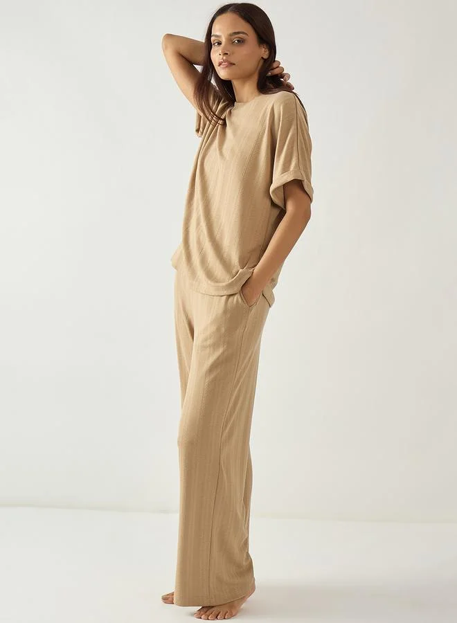 Femmella  Women Relaxed Fit Top and Pants Lounge Set for Women | Best Price UAE