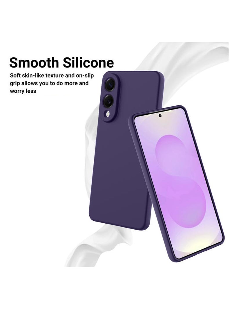 Wtech Samsung Galaxy S25 Edge 5G 2025 Premium Soft Liquid Silicone Case Cover - Eggplant Purple - Image 3