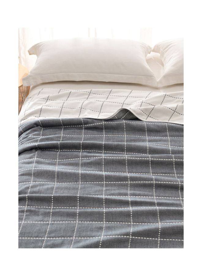 Cotton Throw Blanket Cotton Grey/White 120x150centimeter - Image 3
