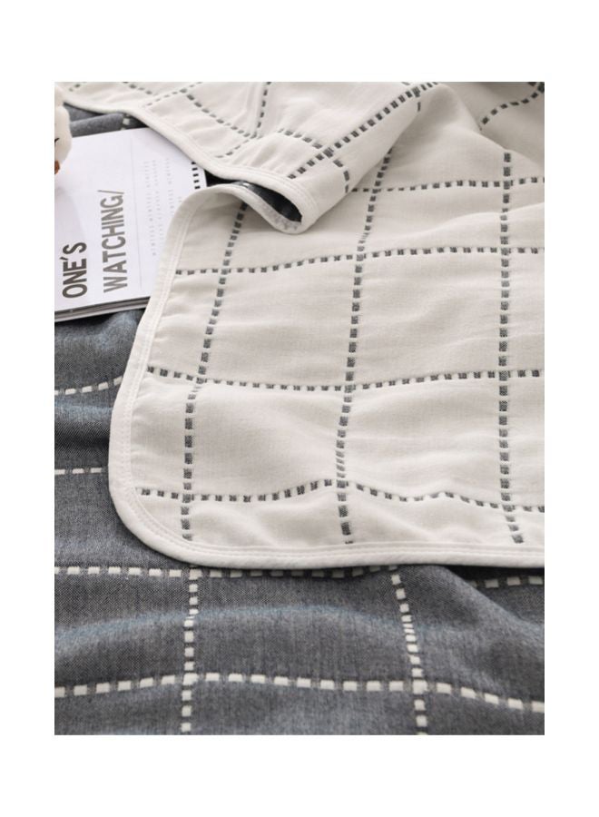 Cotton Throw Blanket Cotton Grey/White 120x150centimeter - Image 5