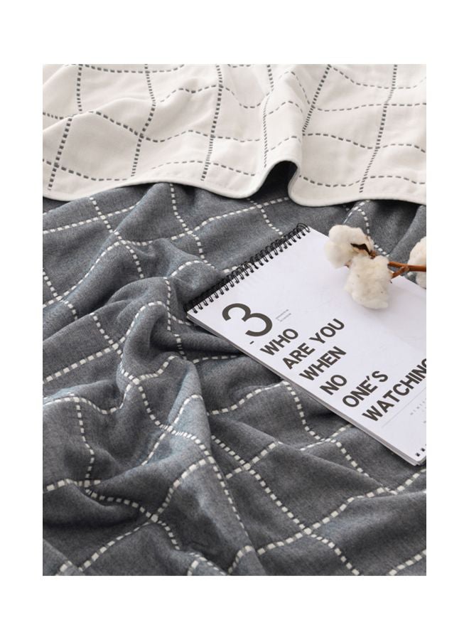 Cotton Throw Blanket Cotton Grey/White 120x150centimeter - Image 4