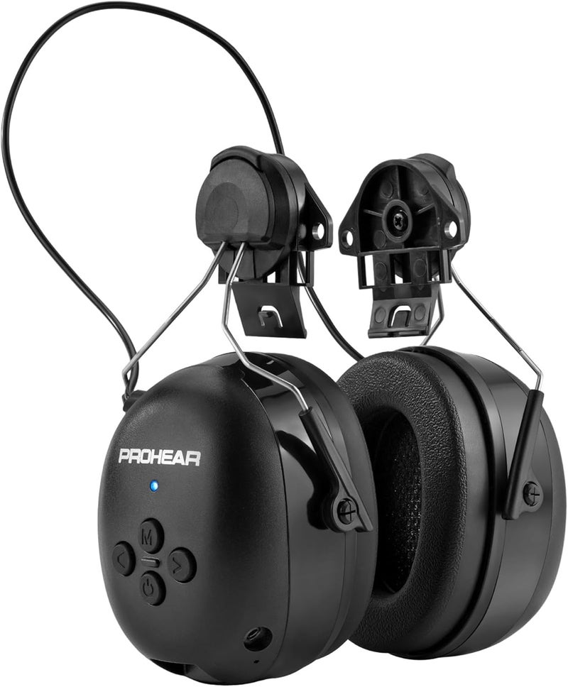 PROHEAR 037BR04 حماية السمع بلوتوث مع محول لخوذات 3M H-700/خوذة DEWALT، سماعة أمان بمدة تشغيل 40 ساعة للعمال في البناء، جز العشب - أسود - Image 1
