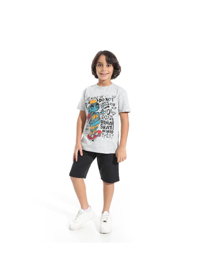 سيزار طقم اولادي مكون من تيشرت مطبوع وشورت - Image 1