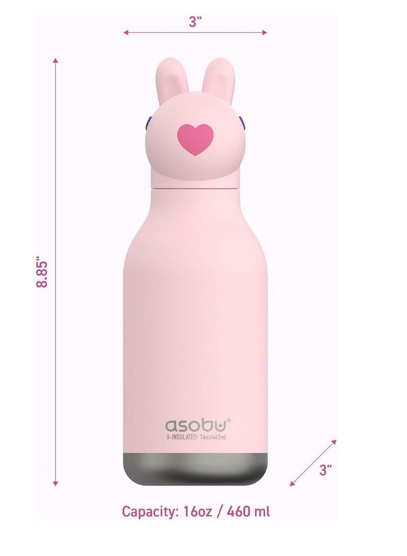 asobu زجاجة أسوبو باني بيستي 16 أونصة – زجاجة مياه ستانلس ستيل لطيفة ومتينة للأطفال، مقاومة للتسرب، سهلة الحمل، مثالية للمدرسة والاستخدام اليومي - Image 4
