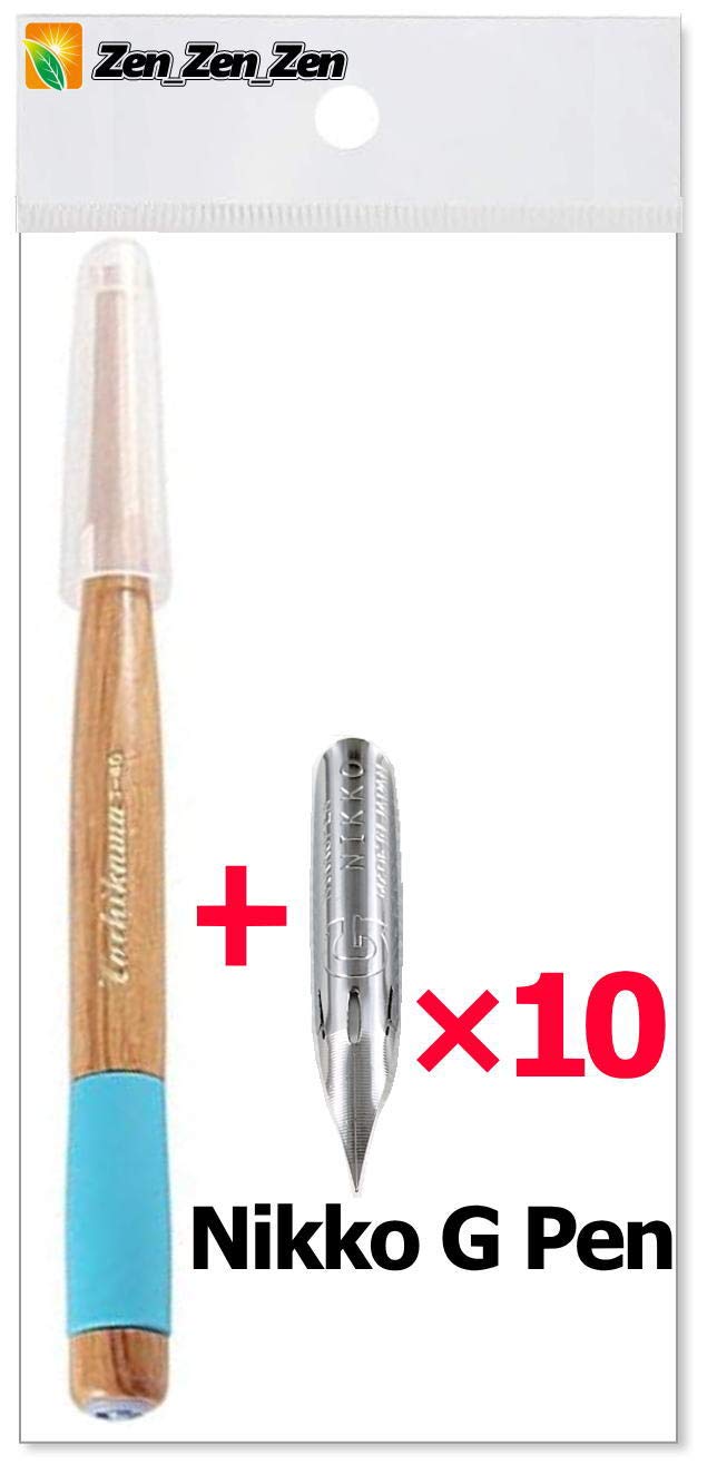 Tachikawa Pen Nib Holder(T-40) + Nikko G Pen Nib Pack of 10(NG-10),and Anti Rust Paper included - Image 1