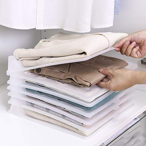 DYOMNIZY DYOMNIZY Wardrobe Organizer Cabinet Folding abinet Folding Board for Shirts TShirt Jeans Storage Rack 10 PCS White  - Image 1