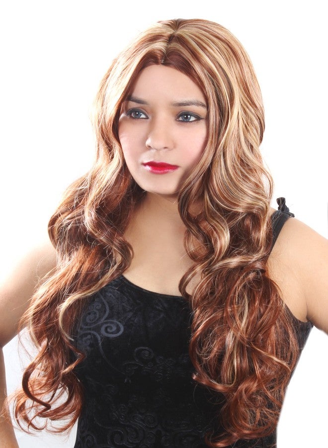 Ritzkart Curly Soft Long 30 Inch Brown Blond Hair Japan Wig 9346, Black, - Image 2