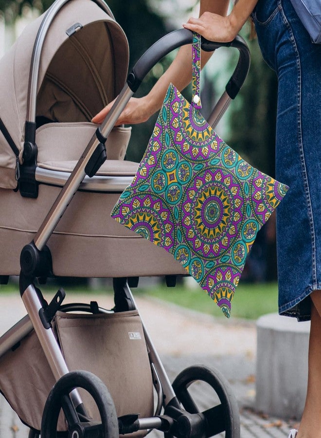 VBCVBGFH 4 Pack Boho Mandala Floral Lover Gift Wet Bag Waterproof Washable Reusable Wet Dry Bag for Swimsuit Clothes Cloth Diaper Travel Pool Yoga Toiletries Gift for Women Sister Mama Birthday Christmas - Image 3
