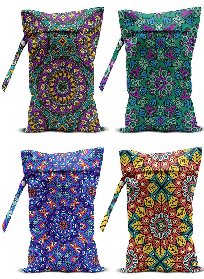 VBCVBGFH 4 Pack Boho Mandala Floral Lover Gift Wet Bag Waterproof Washable Reusable Wet Dry Bag for Swimsuit Clothes Cloth Diaper Travel Pool Yoga Toiletries Gift for Women Sister Mama Birthday Christmas - Image 1