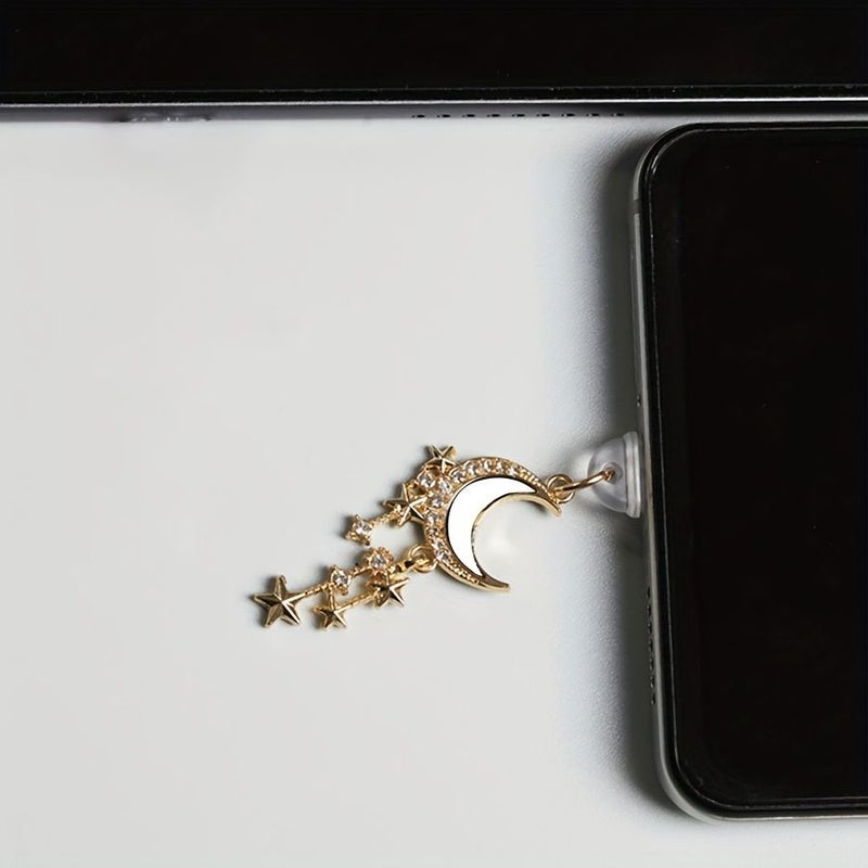 غطاء غبار لقابس الهاتف "القمر الأسود الذهبي" متوافق مع Type C وiPhone Lightning. - Image 4