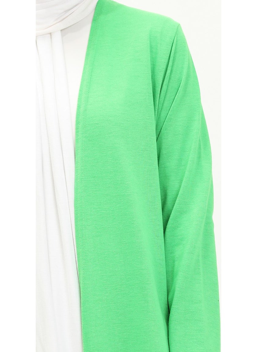 Sefa Merve - Plain Long Cardigan 8615-02 Light Green - Image 1