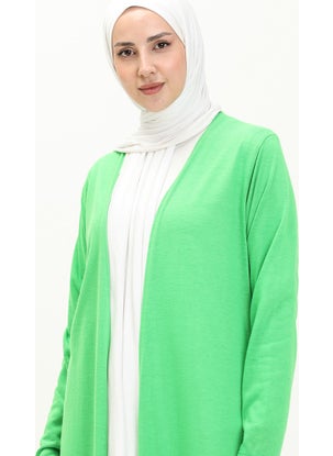 Sefa Merve Plain Long Cardigan 8615-02 Light Green  - Image 3