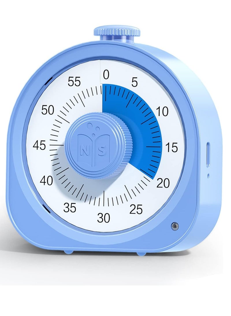 Bukela Timer Rechargeable 60 Minute Visual Timer Desk Countdown Time Clock for Kids and Adults, Kitchen Timer Cooking Pomodoro Timer Productivity, Time Management Tool for Teaching Classroom (Blue) - Image 1