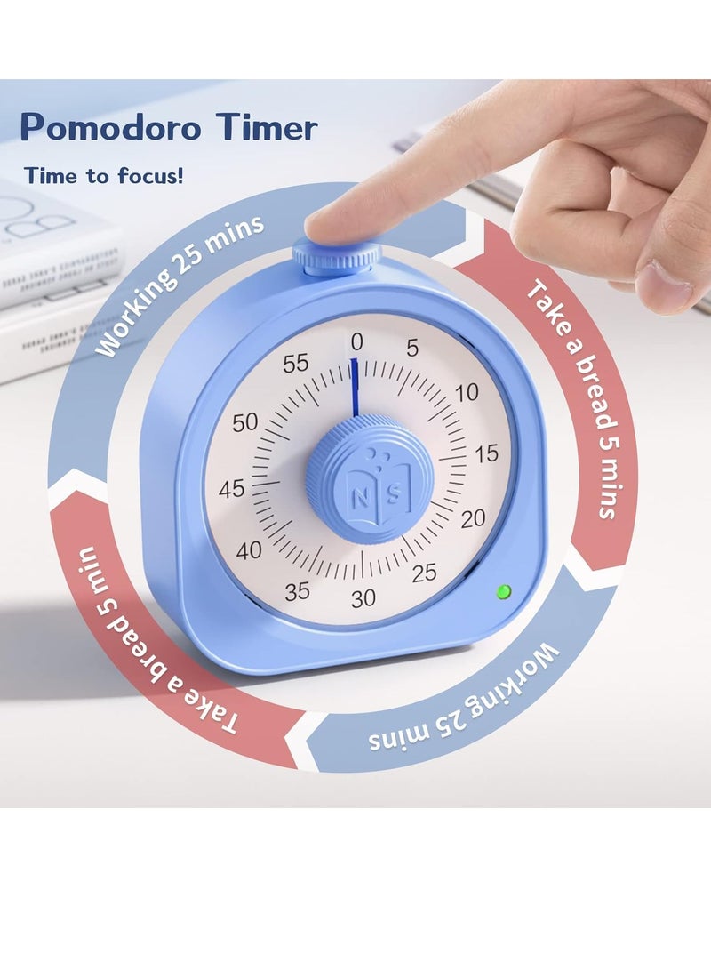 Bukela Timer Rechargeable 60 Minute Visual Timer Desk Countdown Time Clock for Kids and Adults, Kitchen Timer Cooking Pomodoro Timer Productivity, Time Management Tool for Teaching Classroom (Blue) - Image 4
