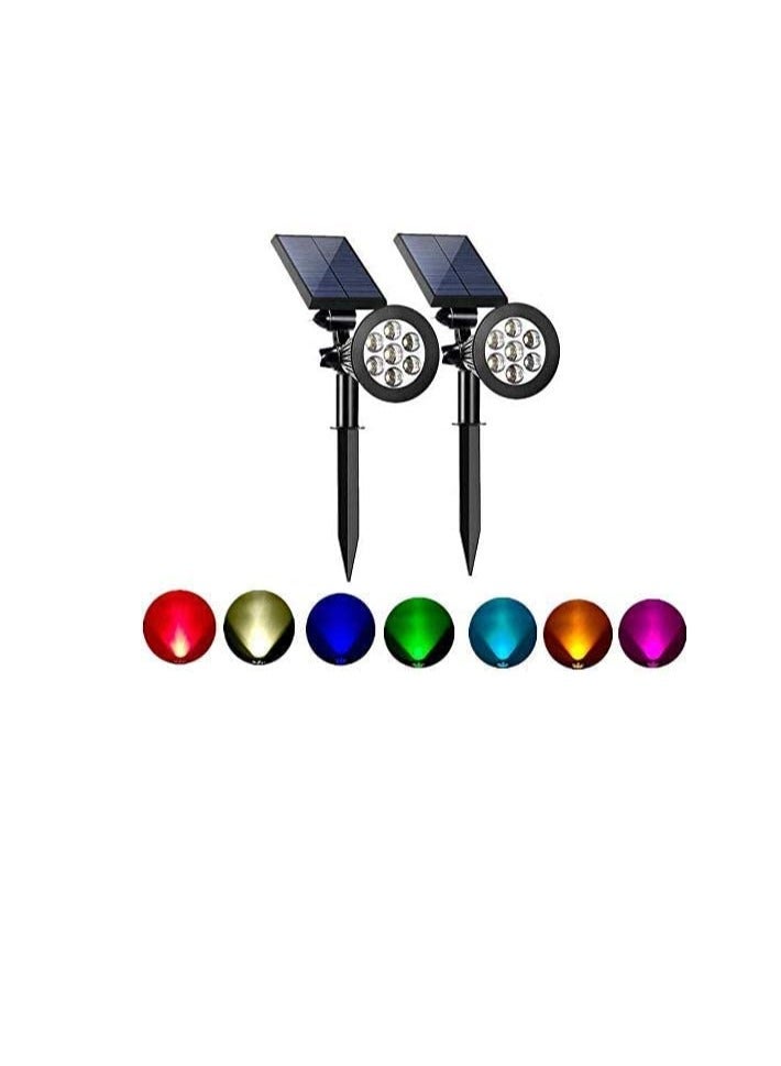 مصابيح سبوت LED خارجية مشحونة بالطاقة الشمسية ، مصابيح مناظر طبيعية للحدائق 7 أضواء كاشفة مضادة للماء تعمل بالطاقة الشمسية لتزيين ممر الفناء والفناء والحديقة إلخ ... (مصباح RGB ، 15 وات ، عبوة من قطعت - Image 1