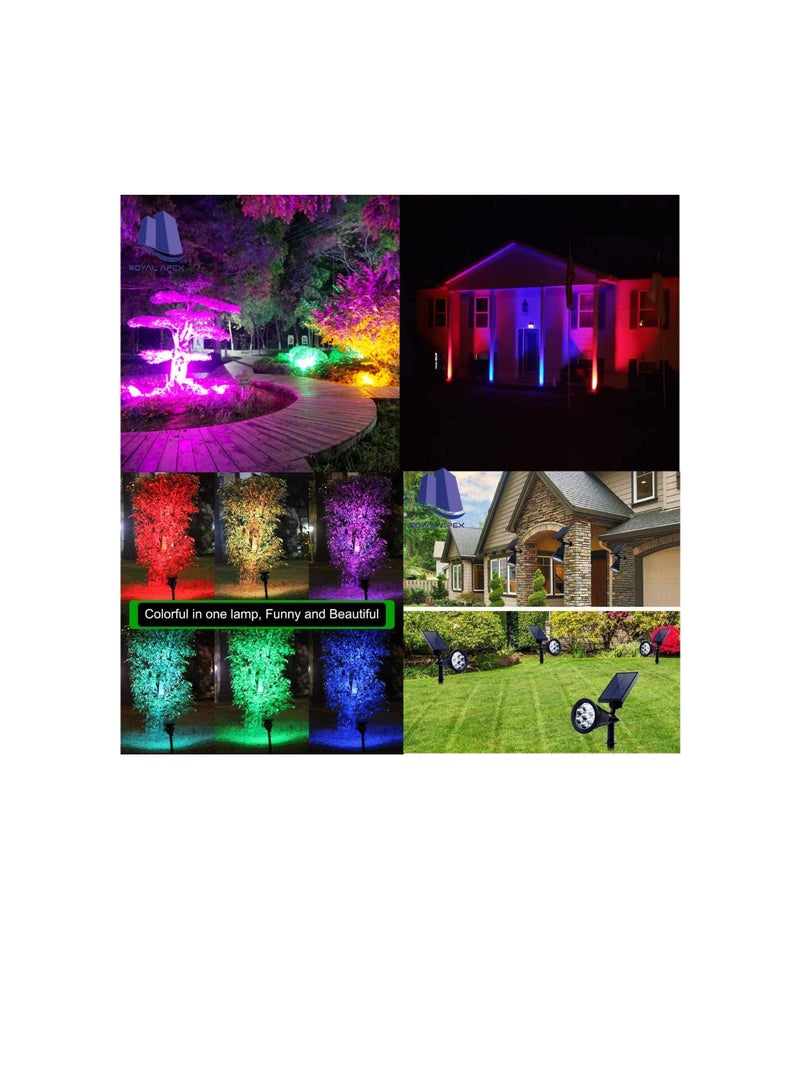 مصابيح سبوت LED خارجية مشحونة بالطاقة الشمسية ، مصابيح مناظر طبيعية للحدائق 7 أضواء كاشفة مضادة للماء تعمل بالطاقة الشمسية لتزيين ممر الفناء والفناء والحديقة إلخ ... (مصباح RGB ، 15 وات ، عبوة من قطعت - Image 3