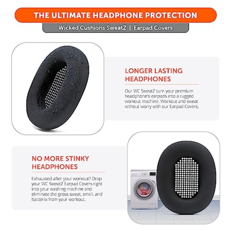 SweatZ XM5 - Protective Headphone Ear Covers for Sony WH1000XM5 by Only Compatible with Sony XM5 Over Ear Headphones Sweatproof Easily Washable Black - Image 5