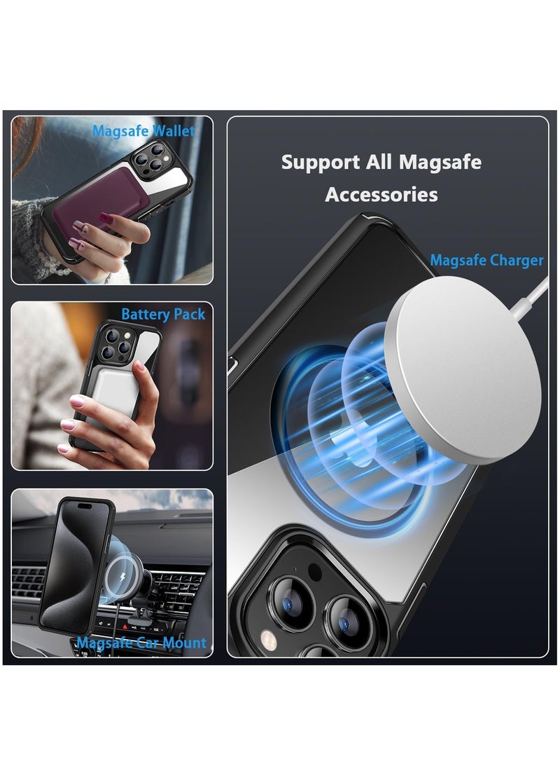 YoYoTech Compatible with iPhone 15 Pro Max 6.7-inch Magnetic case Compatible with Magsafe Defender Shockproof,Hard Back Case,Ultra-Thin Crystal Back-Anti-Scratch Cover-Black  - Image 5