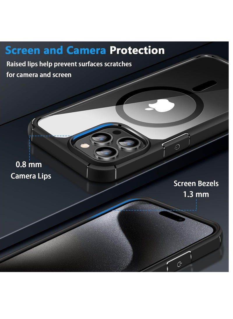YoYoTech Compatible with iPhone 15 Pro Max 6.7-inch Magnetic case Compatible with Magsafe Defender Shockproof,Hard Back Case,Ultra-Thin Crystal Back-Anti-Scratch Cover-Black  - Image 4