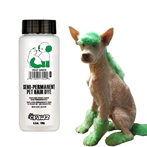 OPAWZ Semi-Permanent Dog Hair Dye, Food-Grade Pigment Dog Dye, Non-Toxic Pet Hair Dye for Dogs, Cats and All Pets Can be Bathed (Kelly Green) - Image 1