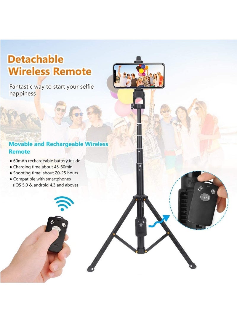 TYCOM - Tycom Selfie Stick For Phone Size 4.5-6.2Inch, Extendable to 134cm Selfie Stick Tripod with Bluetooth Wireless Remote Phone Holder (134cm Short) - Image 1