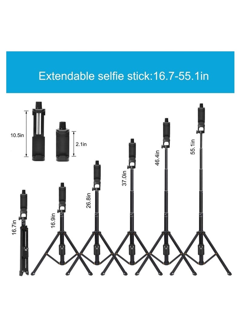 TYCOM - Tycom Selfie Stick For Phone Size 4.5-6.2Inch, Extendable to 134cm Selfie Stick Tripod with Bluetooth Wireless Remote Phone Holder (134cm Short) - Image 1