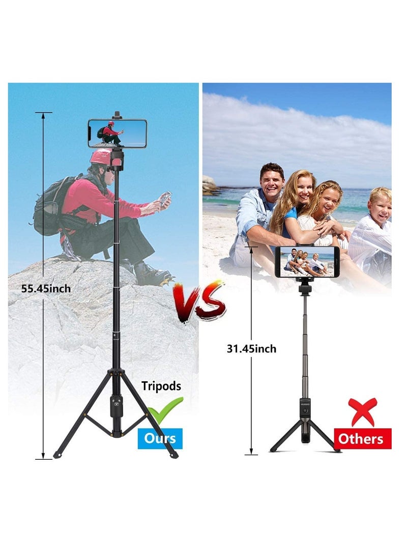 TYCOM - Tycom Selfie Stick For Phone Size 4.5-6.2Inch, Extendable to 134cm Selfie Stick Tripod with Bluetooth Wireless Remote Phone Holder (134cm Short) - Image 1