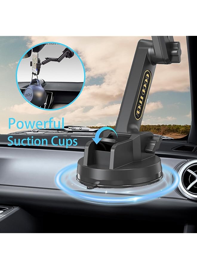 KASTWAVE Heavy-Duty Truck Phone Mount - 16.9" Long Arm Dashboard/Windshield Holder With Super Suction Cup, 360° Adjustable For Pickup & Commercial Trucks (Black, 3Lb Capacity) - Image 2