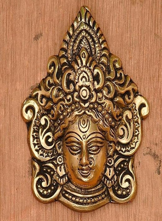 Aditri Creation Decorative Brass Metal Durga Devi Face with Statue Sculpture Idol Indian Wall Décor Antique Statue for Home, Entrance, Temple décor Indian Traditional Festival New year Gifts Decorations(Size:-4"X3") - Image 3