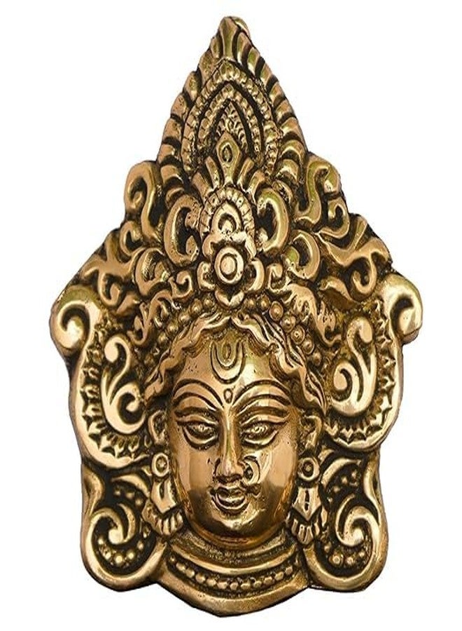 Aditri Creation Decorative Brass Metal Durga Devi Face with Statue Sculpture Idol Indian Wall Décor Antique Statue for Home, Entrance, Temple décor Indian Traditional Festival New year Gifts Decorations(Size:-4"X3") - Image 1