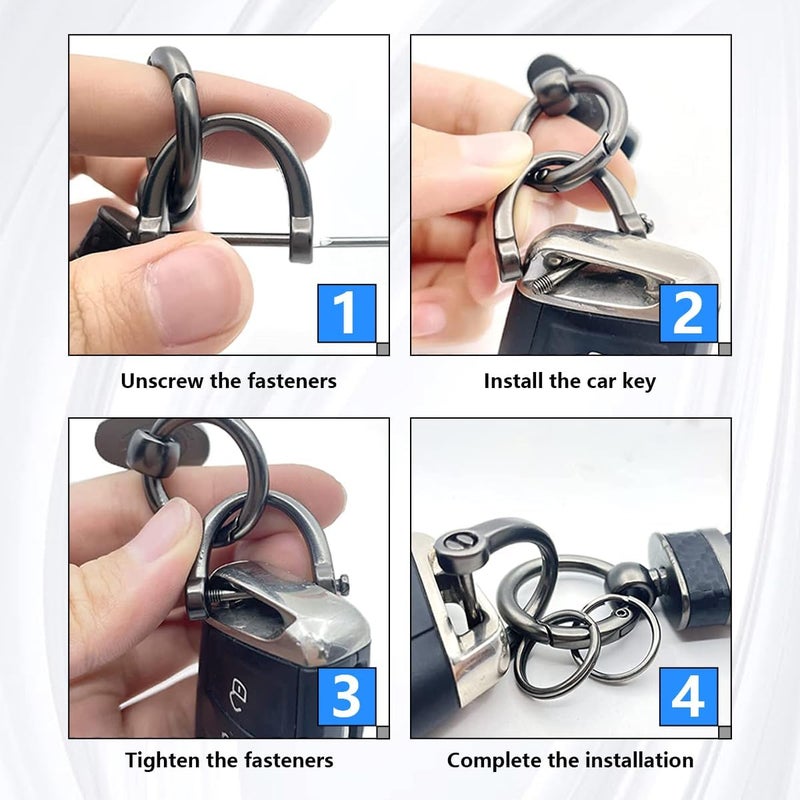 Kewucn Carbon Fiber Style Car Key Chain with Microfiber Leather and 360 Degree Rotatable D-Ring - Image 4