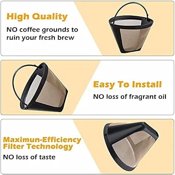 OneNine 2 Pcs Coffee Filter Reusable Coffee Filters 612 Cup Stainless Steel Cone Coffee Filter With Handle Fine Mesh No Residue Durable For Cuisinart Coffee Maker Filter And Brewers4 - Image 3