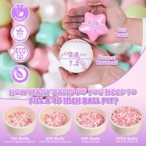 GOGOSO Ball Pits Balls Toddlers 50 100 200 500 Plastics Shape Ball NonPhthalate NonBPA NonToxic 22Inch Crush Proof Play Balls PinkGreenWhite 100 Balls - Image 5