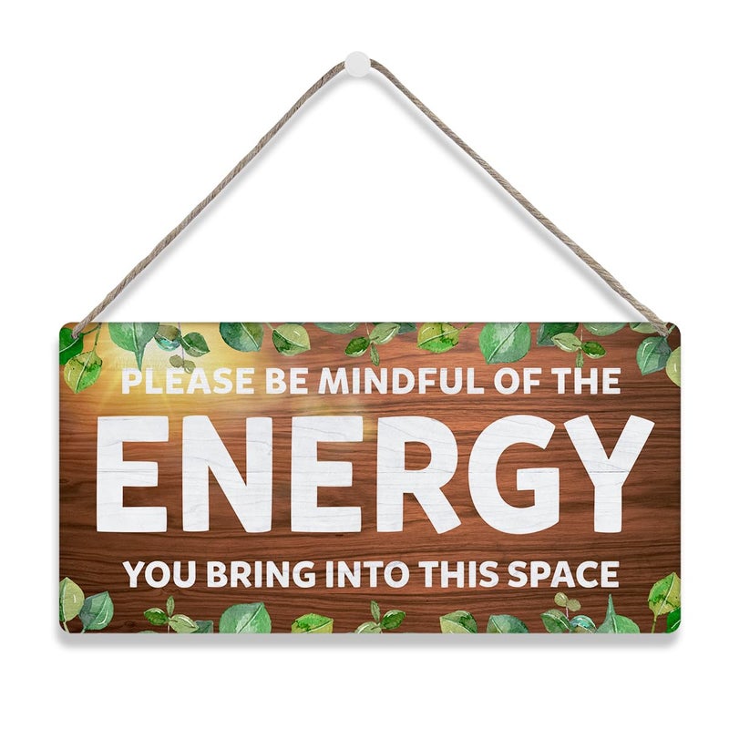Al Raied ARS® Be Mindful of the Energy Wooden Wall Plaque - Rustic Inspirational Decor - Image 1